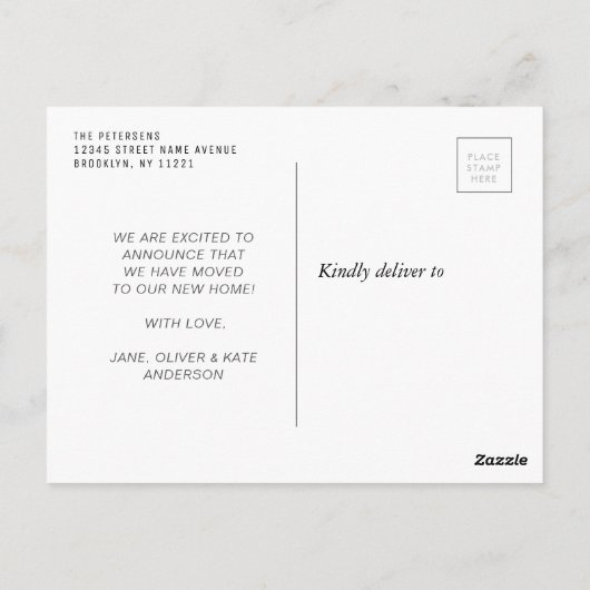 赤面ピンクの花の新しい住所はがき移動 ポストカード (裏面)