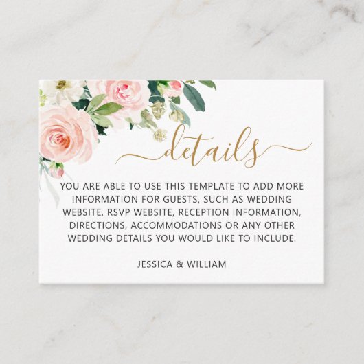 赤面ピンクの花の緑のフローラの詳細 エンクロージャーカード (正面)