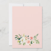 赤面ピンクの花の緑のリハーサルディナー 招待状 (裏面)