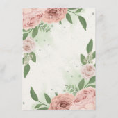 赤面ピンクの花の緑の植物 エンクロージャーカード (裏面)