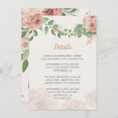 赤面ピンクの花の緑の植物 エンクロージャーカード (正面/裏面)