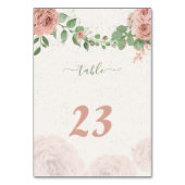 赤面ピンクの花の緑の植物 テーブルナンバー (裏面)