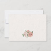 赤面ピンクの花の緑の植物 出欠カード (裏面)