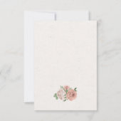 赤面ピンクの花の緑の植物 出欠カード (裏面)