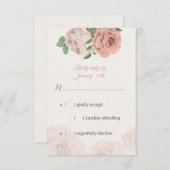 赤面ピンクの花の緑の植物 出欠カード (正面/裏面)