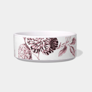 赤面ピンクの花のToileはペットネームをカスタマイズ ボウル