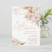 赤面ピンクの花イースターブランチ 招待状 (スタンド正面)