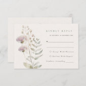 赤面ピンクの花ウェディングRSVPカード エンクロージャーカード (正面/裏面)