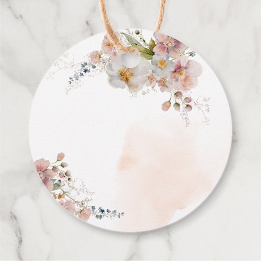 赤面ピンクの花エレガントブライダルシャワーありがとう フェイバータグ (裏面)