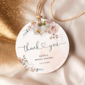 赤面ピンクの花エレガントブライダルシャワーありがとう フェイバータグ