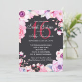 赤面ピンクの花オンブラックスウィート16招待状 招待状 (スタンド正面)