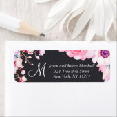 赤面ピンクの花オンブラック住所 シール (インサイチュ)