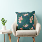 赤面ピンクの花オンブルー クッション (椅子)