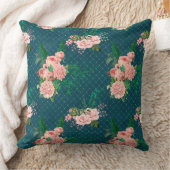 赤面ピンクの花オンブルー クッション (ブランケット)