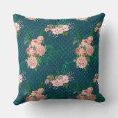 赤面ピンクの花オンブルー クッション (裏面)