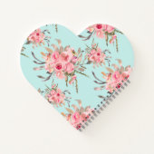 赤面ピンクの花オンライトブルー ノートブック (裏面)