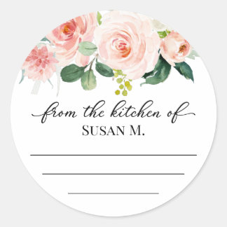 赤面ピンクの花カニング、ジャム、ラベルを保存 ラウンドシール