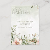 赤面ピンクの花バプテスグリーン記憶カード 名刺 (正面)