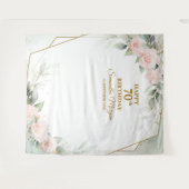 赤面ピンクの花ユーカリ金ゴールド70歳 タペストリー (正面(横))