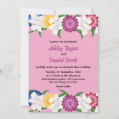 赤面ピンクの花素朴春結婚フローラ 招待状 (正面)