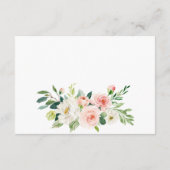 赤面ピンクの花緑のウェディングレセプション エンクロージャーカード (裏面)