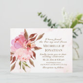 赤面ピンクの花緑のクリスチャン結婚ズ 招待状 (スタンド正面)