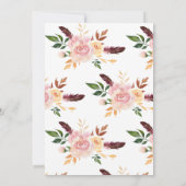 赤面ピンクの花羽赤ちゃんシャワー 招待状 (裏面)
