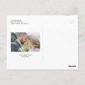 赤面ピンクの花金ゴールドたった今結婚しました写真結婚の ポストカード (裏面)