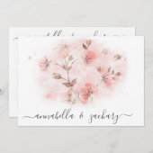 *~*赤面ピンクの花RSVP QR AR26フローラ 招待状 (正面/裏面)