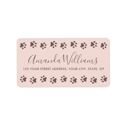 赤面ピンクの茶色の肉印縁ど差出人住所 ラベル (正面)