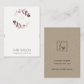 赤面ピンクの葉のモノグラムブレスレット表示ロゴ 名刺 (正面/裏面)
