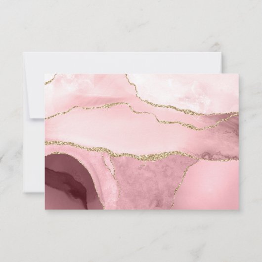 赤面ピンクの金ゴールドエレガントアガート水の色結婚の 出欠カード (裏面)