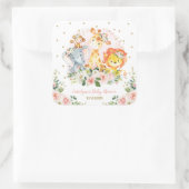 赤面ピンクの金ゴールドジャングル動物の水色フローラ スクエアシール (バッグ)