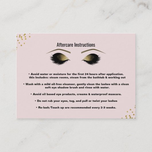 赤面ピンクの金ゴールドドットの点滅は、友人のアフターケアを参照 紹介カード (裏面)