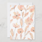 赤面ピンクの金ゴールドフローラ女の子の赤ちゃんシャワー 招待状 (裏面)