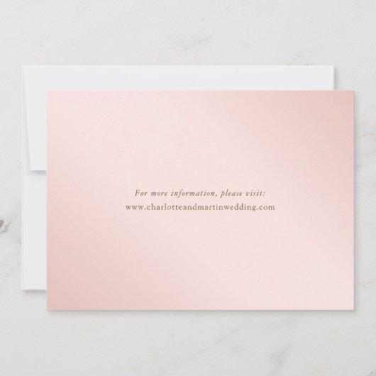 赤面ピンクの金ゴールドフローラ結婚式日付カードを保存 セーブザデート (裏面)