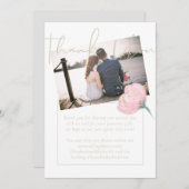 赤面ピンクの金ゴールド写真ありがとうご結婚ざいカード (正面/裏面)