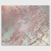 赤面ピンクの金ゴールド大理石光沢のある公正なアクアユニコーン ラッピングペーパー (フラット)
