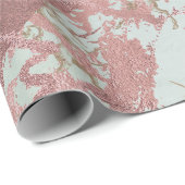 赤面ピンクの金ゴールド大理石光沢のある公正なアクアユニコーン ラッピングペーパー (ロールコーナー)