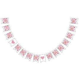 赤面ピンクの金ゴールド素朴フローラエレガントな結婚式 バンティングフラッグ