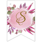 赤面ピンクの金ゴールド素朴フローラエレガントな結婚式 バンティングフラッグ (第1の旗)