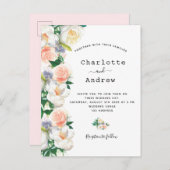赤面ピンクの金ゴールド緑青花模様白結婚の ポストカード (正面/裏面)