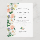 赤面ピンクの金ゴールド緑青花模様白結婚の ポストカード (正面)