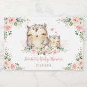 赤面ピンクの金ゴールド花フクロウ赤ちゃんシャワーの好意 スパークリングワインラベル (シングルラベル)