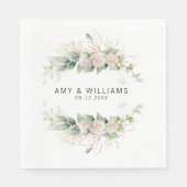 赤面ピンクの金ゴールド葉フローラ水色結婚の スタンダードランチョンナプキン (正面)