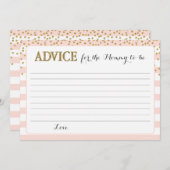 赤面ピンクの金ゴールド赤ちゃん女の子シャワーママになる アドバイスカード (正面/裏面)