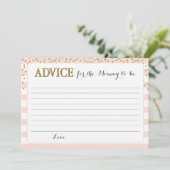 赤面ピンクの金ゴールド赤ちゃん女の子シャワーママになる アドバイスカード (スタンド正面)