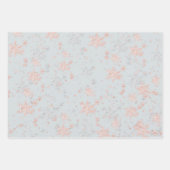 赤面ピンクの金ゴールド&シルバーの雪のトーンの灰色 ラッピングペーパーシート (正面)