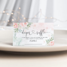 赤面ピンクの雪片おむつラッフル エンクロージャーカード