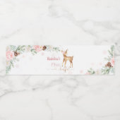 赤面ピンクの鹿の女の子の最初の誕生日1 ペットボトルラベル (シングルラベル)